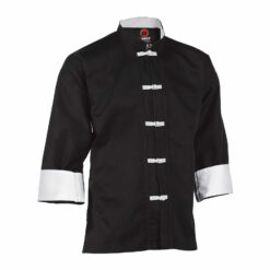 black with white cuff & collar kung fu jacket