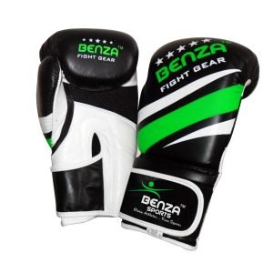 Advance Tech boxing gloves leather black green sparring