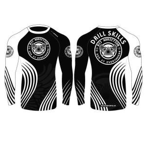 BJJ Rash Guard Long Sleeves BJJ Addiction Compression Top BLK/WHT - Image 3