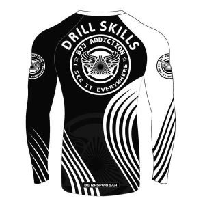 BJJ Rash Guard Long Sleeves BJJ Addiction Compression Top BLK/WHT - Image 2