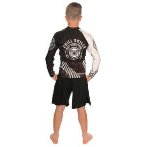 BJJ Rash Guard Long Sleeves BJJ Addiction Compression Top BLK/WHT - Image 4