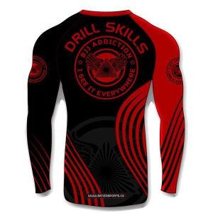 BJJ Addiction Rash Guard Long Sleeves RED/BLK - Image 2