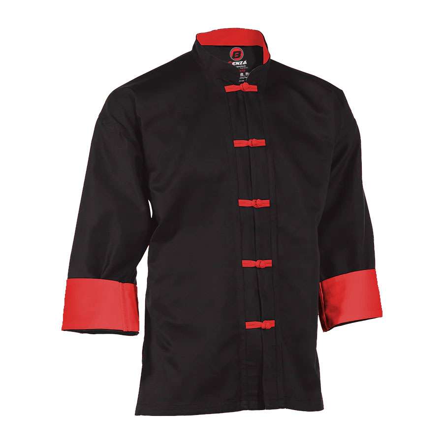 Competition Kung Fu Uniform All Black with Red Button & Cuff
