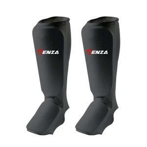 Cotton Shin Pads with instep for karate, taekwondo, judo Black - Image 3
