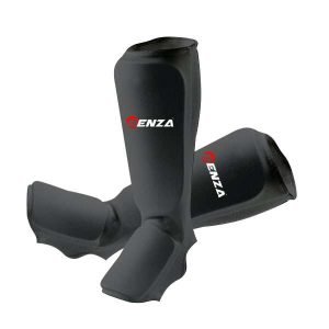 Cotton Shin Pads with instep for karate, taekwondo, judo Black - Image 4