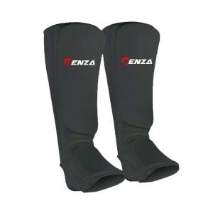 Alternative view of Cotton Shin Pads with instep for karate, taekwondo, judo Black