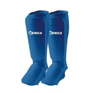 Cotton Shin Pads with instep for karate, taekwondo, judo Blue