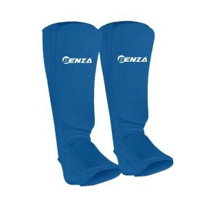 Alternative view of Cotton Shin Pads with instep for karate, taekwondo, judo Blue