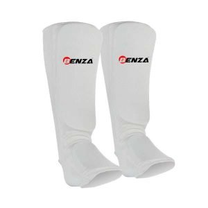 Alternative view of Cotton Shin Pads White with instep for karate, taekwondo, judo